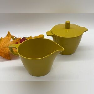 Vintage Dorchester Dinnerware - Mustard Yellow - Melamine - Creamer and Sugar